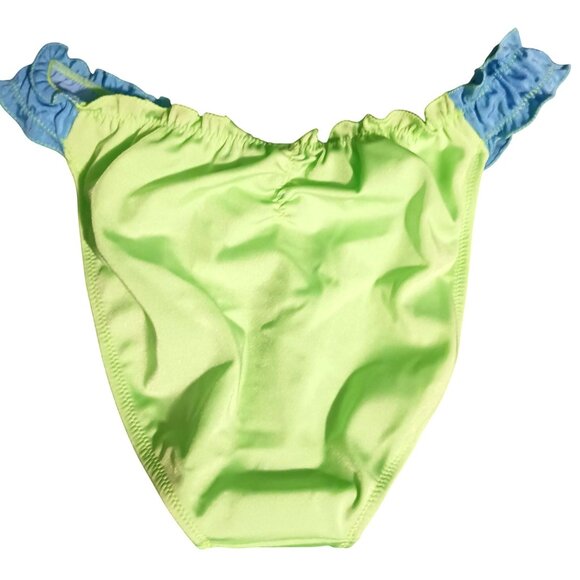 NEW Peixoto Ruffed Hipster Cheeky Bikini Swim Bottoms in Lime Green/Blue‎ Size L - Picture 6 of 14